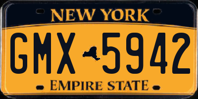 NY license plate GMX5942