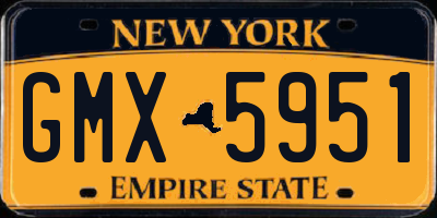 NY license plate GMX5951