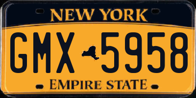 NY license plate GMX5958