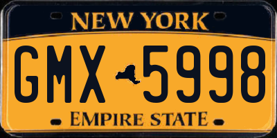 NY license plate GMX5998