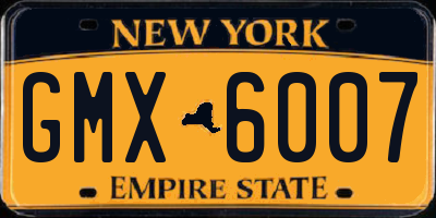 NY license plate GMX6007