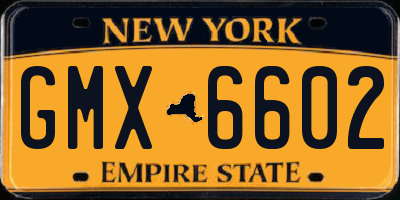 NY license plate GMX6602