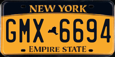 NY license plate GMX6694