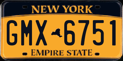 NY license plate GMX6751