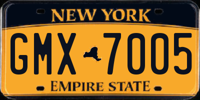 NY license plate GMX7005