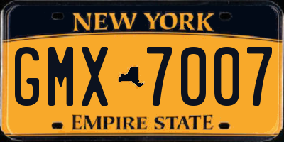 NY license plate GMX7007
