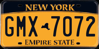 NY license plate GMX7072