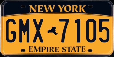 NY license plate GMX7105