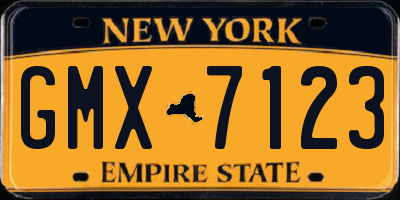 NY license plate GMX7123