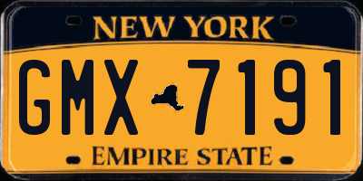 NY license plate GMX7191