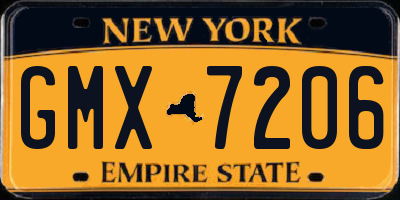 NY license plate GMX7206
