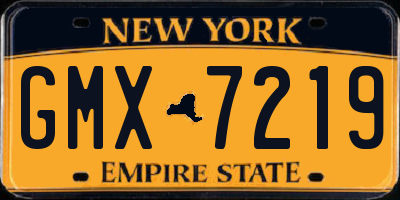 NY license plate GMX7219