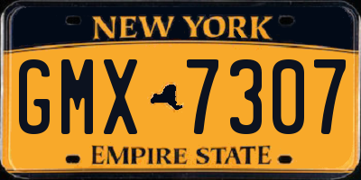 NY license plate GMX7307
