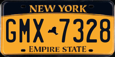 NY license plate GMX7328