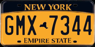 NY license plate GMX7344
