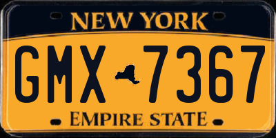 NY license plate GMX7367