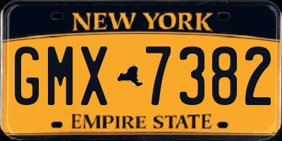 NY license plate GMX7382