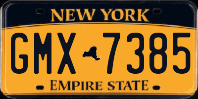 NY license plate GMX7385