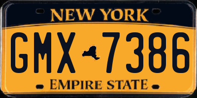 NY license plate GMX7386