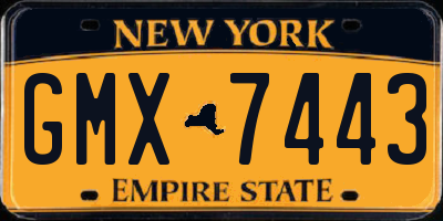 NY license plate GMX7443