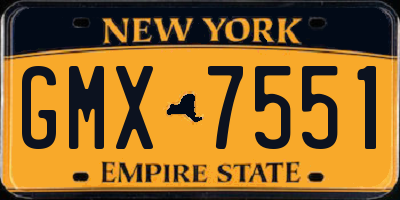NY license plate GMX7551