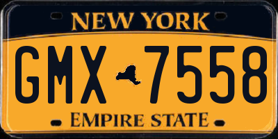 NY license plate GMX7558