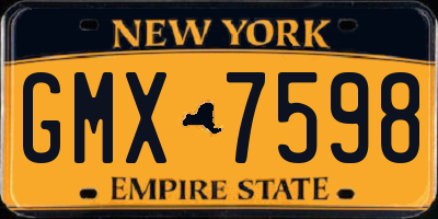 NY license plate GMX7598