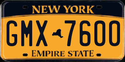NY license plate GMX7600