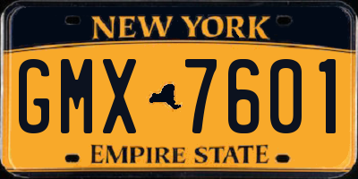 NY license plate GMX7601