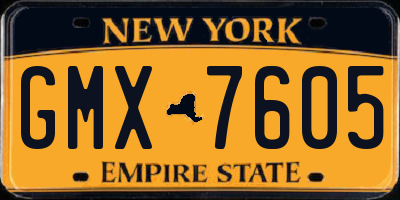 NY license plate GMX7605