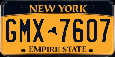 NY license plate GMX7607