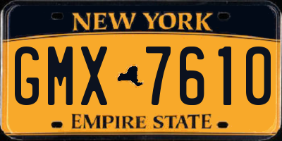 NY license plate GMX7610