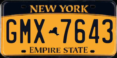 NY license plate GMX7643