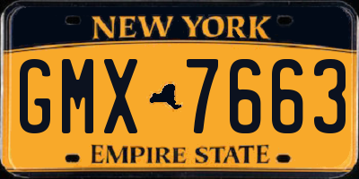 NY license plate GMX7663