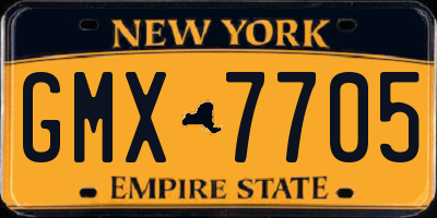 NY license plate GMX7705