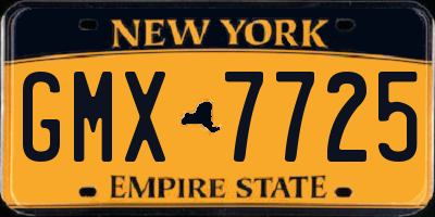 NY license plate GMX7725