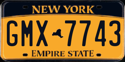 NY license plate GMX7743