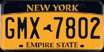 NY license plate GMX7802