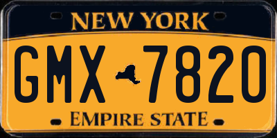 NY license plate GMX7820