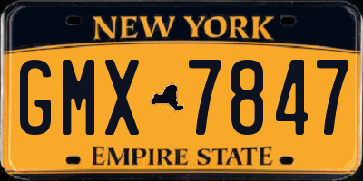NY license plate GMX7847