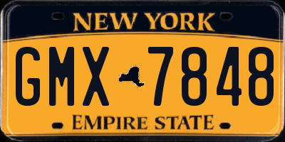 NY license plate GMX7848