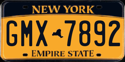 NY license plate GMX7892