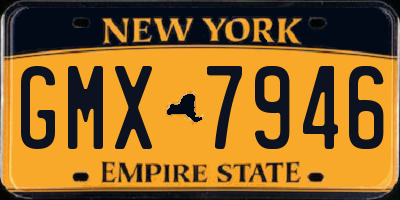 NY license plate GMX7946