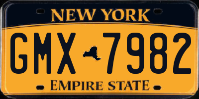 NY license plate GMX7982