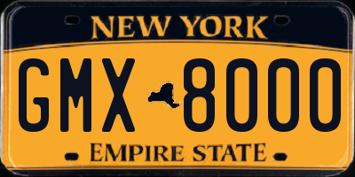 NY license plate GMX8000