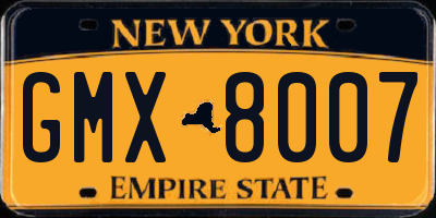 NY license plate GMX8007