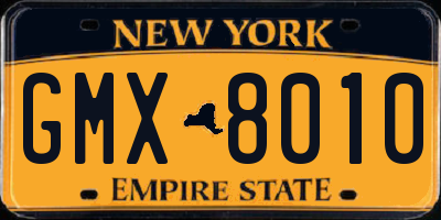 NY license plate GMX8010