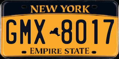 NY license plate GMX8017