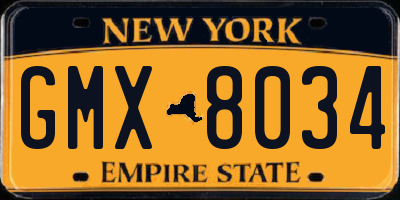 NY license plate GMX8034
