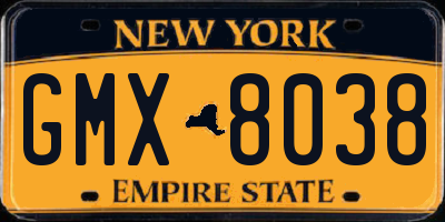NY license plate GMX8038
